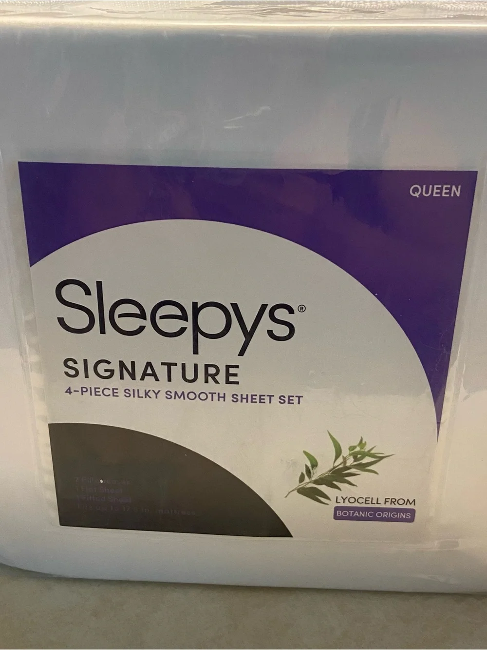 Sleepy’s Signature QUEEN Silky Smooth Sheet Set 4 Pc from Botanical White